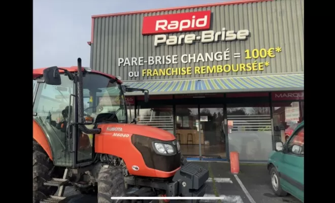 REMPLACEMENT LUNETTE ARRIERE TRACTEUR AGRICOLE KUBOTA, Bergerac, Rapid Pare-Brise
